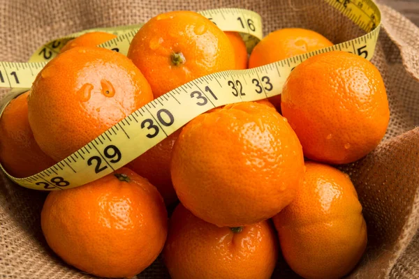 Nutrição Conceito Perda Peso Fruta Laranja Orgânica Saudável Brilhante Serapilheira — Fotografia de Stock