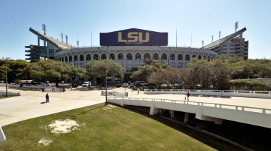 Baton Rouge, Louisiana, USA - 2020: Tiger Stadium, popularly known as Death Valley, is an outdoor stadium located on the campus of Louisiana State University, and home of the LSU Tigers football team. clipart