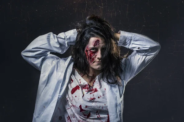 Korkunç kadın, Halloween Tema portresi — Stok fotoğraf