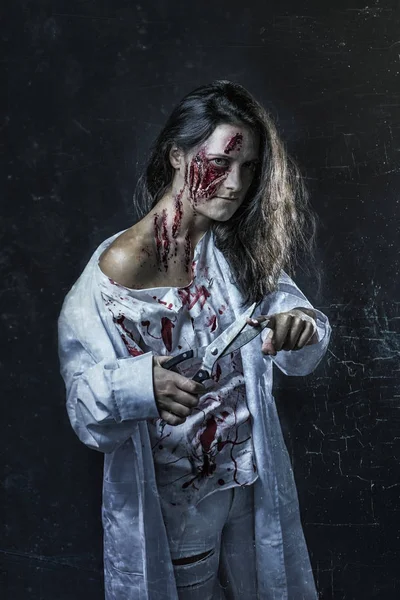 Portret van eng vrouw, Halloween thema — Stockfoto