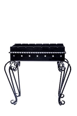 Beyaz arkaplanda desenli barbekü.