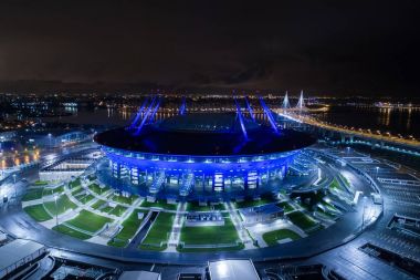 Saint Petersburg Stadyumu, havadan fotoğraf olarak da adlandırılan Zenit Arena, FIFA Konfederasyonlar Kupası 2017, 2018 Dünya Kupası, Rusya, Saint Petersburg, 30 Eylül 2017