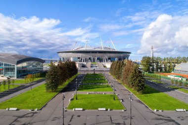 Saint Petersburg Stadyumu, havadan fotoğraf olarak da adlandırılan Zenit Arena, FIFA Konfederasyonlar Kupası 2017, 2018 Dünya Kupası, Rusya, Saint Petersburg, 7 Ekim 2017