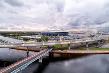 Saint Petersburg Stadyumu, havadan fotoğraf olarak da adlandırılan Zenit Arena, FIFA Konfederasyonlar Kupası 2017, 2018 Dünya Kupası, Rusya, Saint Petersburg, 1 Ekim 2017
