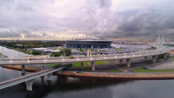 Aerial Video Sankt Petersburg Stadion Även Kallad Zenit Arena Fifa — Stockvideo