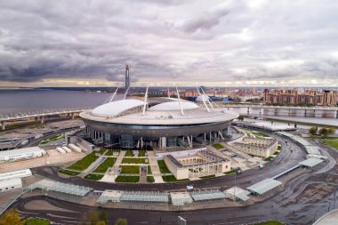 Saint Petersburg Stadyumu, havadan fotoğraf olarak da adlandırılan Zenit Arena, FIFA Konfederasyonlar Kupası 2017, 2018 Dünya Kupası, Rusya, Saint Petersburg, 1 Ekim 2017