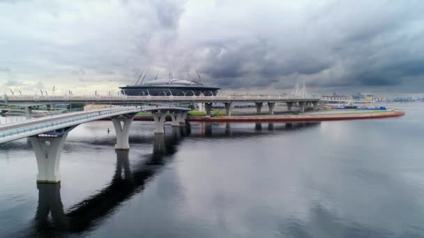 Vídeo Aéreo Del Estadio San Petersburgo También Llamado Zenit Arena — Vídeos de Stock