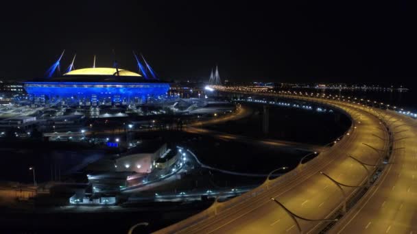 Lotnicze Wideo Sankt Petersburg Stadion Również Nazwie Areny Zenit 2018 — Wideo stockowe