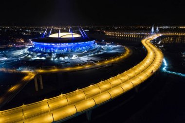 Saint Petersburg Stadyumu, ayrıca denilen Zenit Arena, 2018 Dünya Kupası, Rusya, Saint Petersburg, 15 Nisan 2018 hava fotoğraf