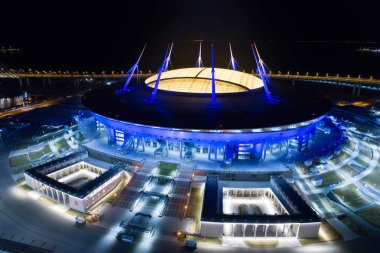 Saint Petersburg Stadyumu, ayrıca denilen Zenit Arena, 2018 Dünya Kupası, Rusya, Saint Petersburg, 15 Nisan 2018 hava fotoğraf