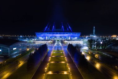 Saint Petersburg Stadyumu, ayrıca denilen Zenit Arena, 2018 Dünya Kupası, Rusya, Saint Petersburg, 30 Eylül 2017 hava fotoğraf