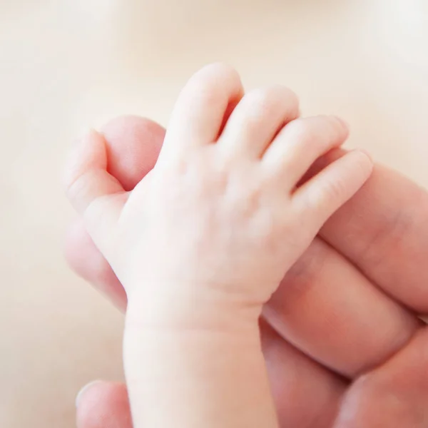 Yeni doğan bebek el ele bir baba, yakın çekim — Stok fotoğraf