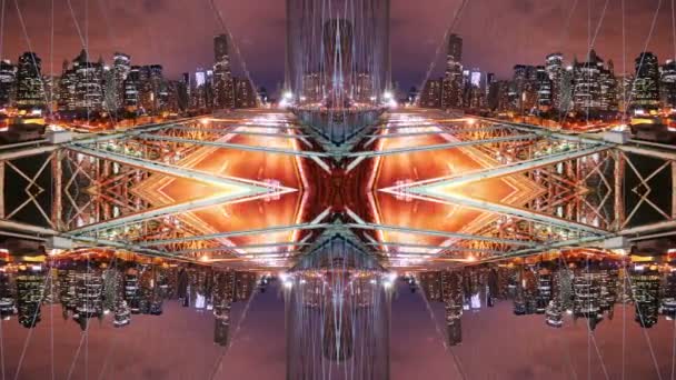 Brooklyn bridge mirror abstract — Stock Video