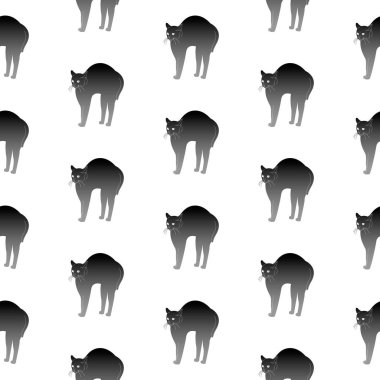 vektör desen: kara kedi beyaz arka plan sırtında kemer