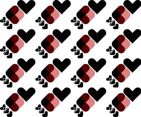 Patrón Vectorial Variaciones Con Corazones Sobre Fondo Blanco — Vector de stock