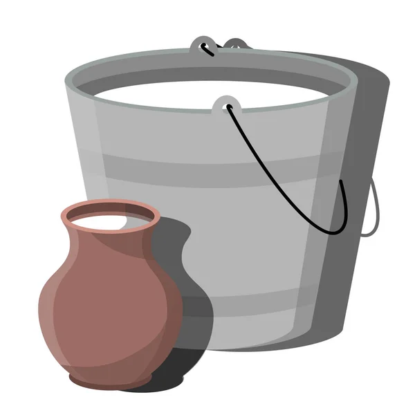 Vector Illustration Bucket Milk — Stock Vector