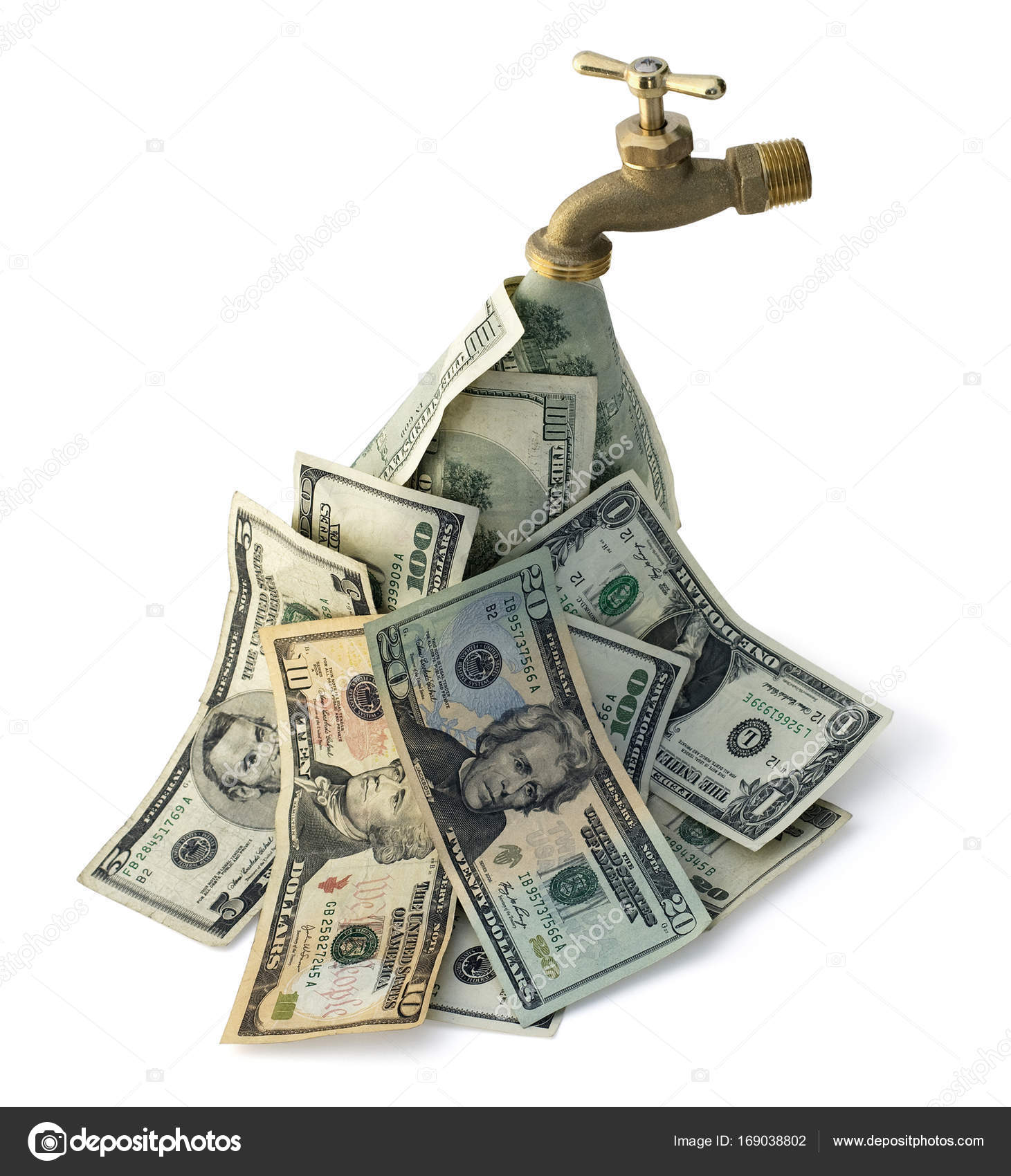 Cash Flowing Out Of Faucet Stock Photo by ©ImagePixel 169038802