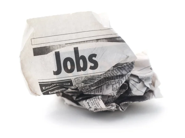 Crumpled Job Search Newsprint — Fotografie, imagine de stoc
