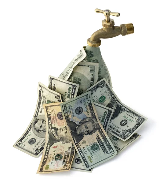 Cash Flowing Out Of Faucet