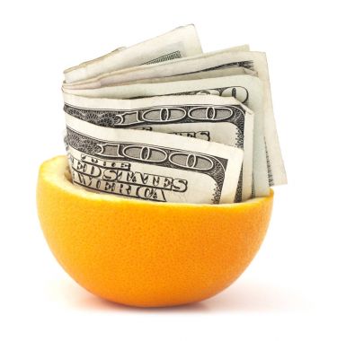 Turuncu nakit sağlık tasarruf ile dilimlenmiş.  