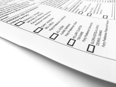 İzole 2016 cumhurbaşkanlığı seçimlerinde oy pusulası formu