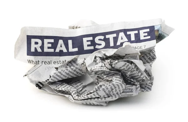 Κατέρρευσε η στεγαστική αγορά. Εφημερίδα Real estate κατάρρευση. — Φωτογραφία Αρχείου