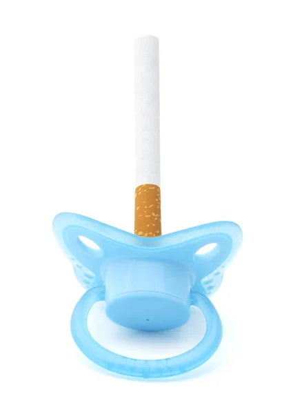 Pregnancy Smoking. Pacifier With A Cigarette. — Stock Photo, Image