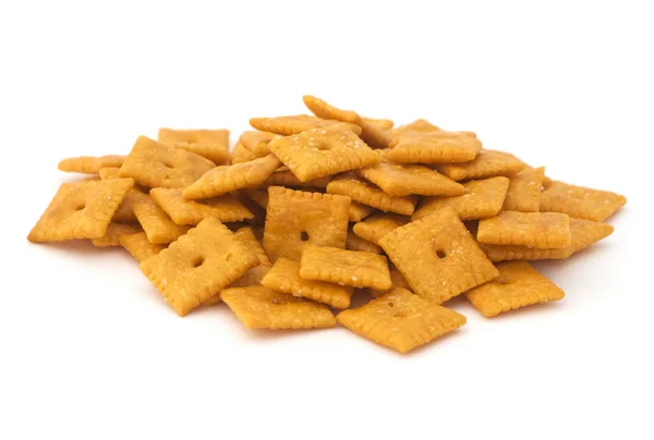 Geïsoleerde kaas Crackers — Stockfoto