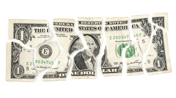 Torn One Dollar Bill — Stock Photo, Image