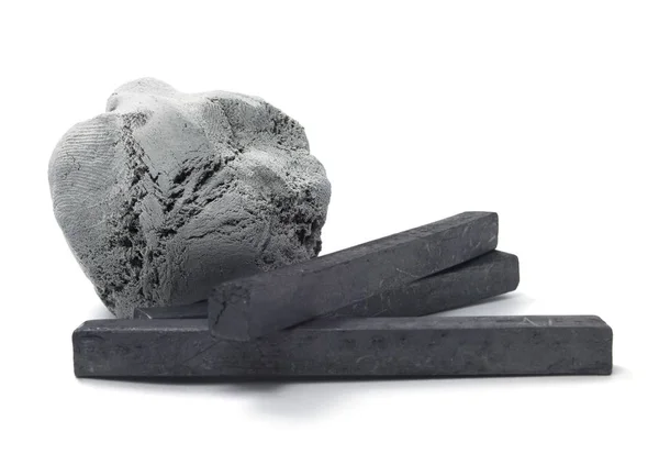 Isolato impastato gomma e carbone bastoni — Foto Stock
