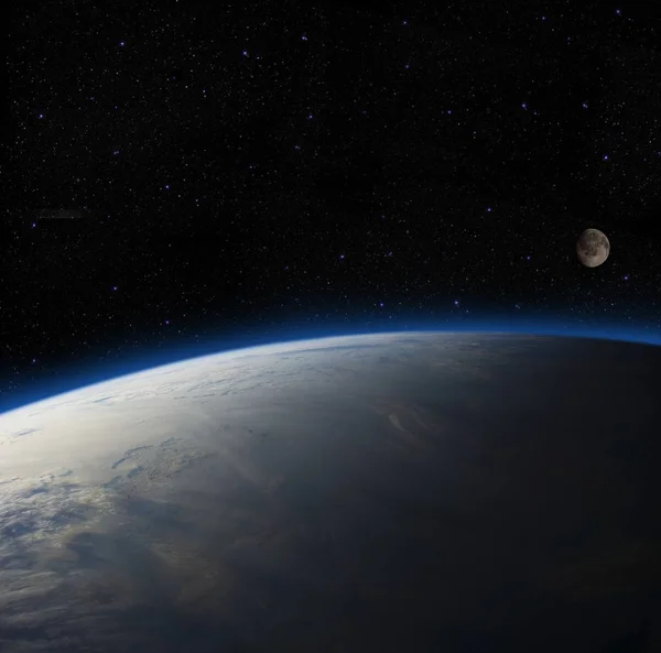 Erde mit Blick auf den Mond — Stockfoto