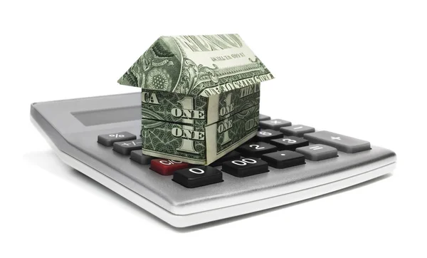 Calculator With Origami House — Stock Photo, Image