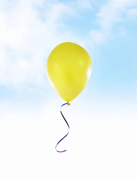 Palloncino giallo volante — Foto Stock