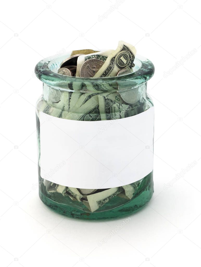 Isolated Money Jar With Blank Label