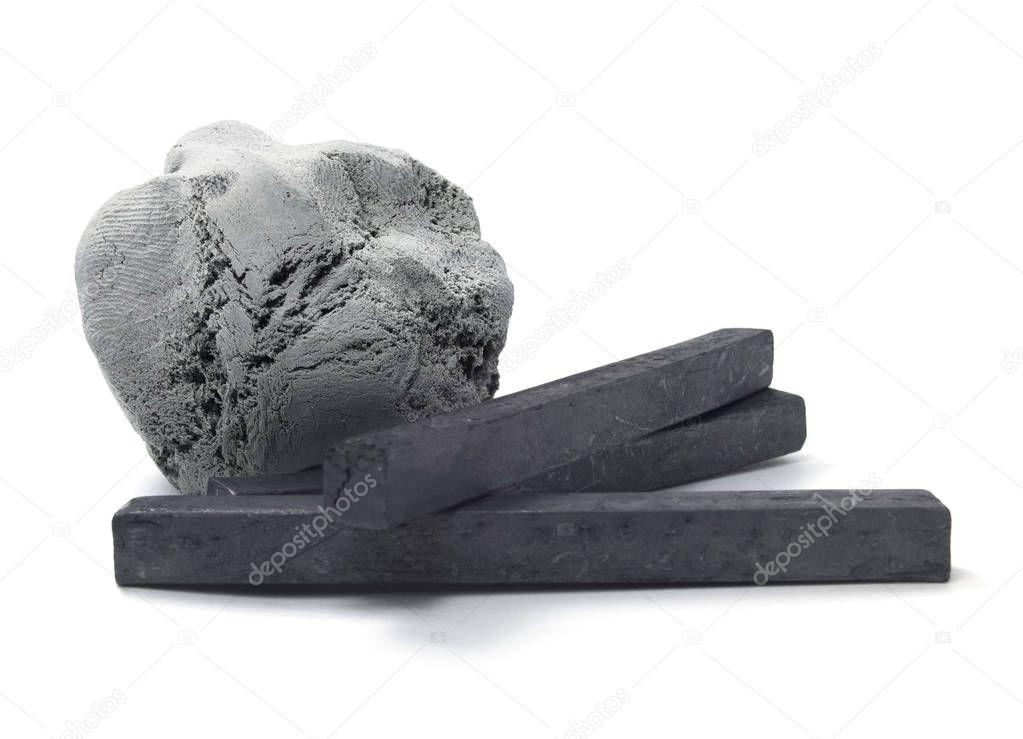 Isolated kneaded Eraser And Charcoal Sticks