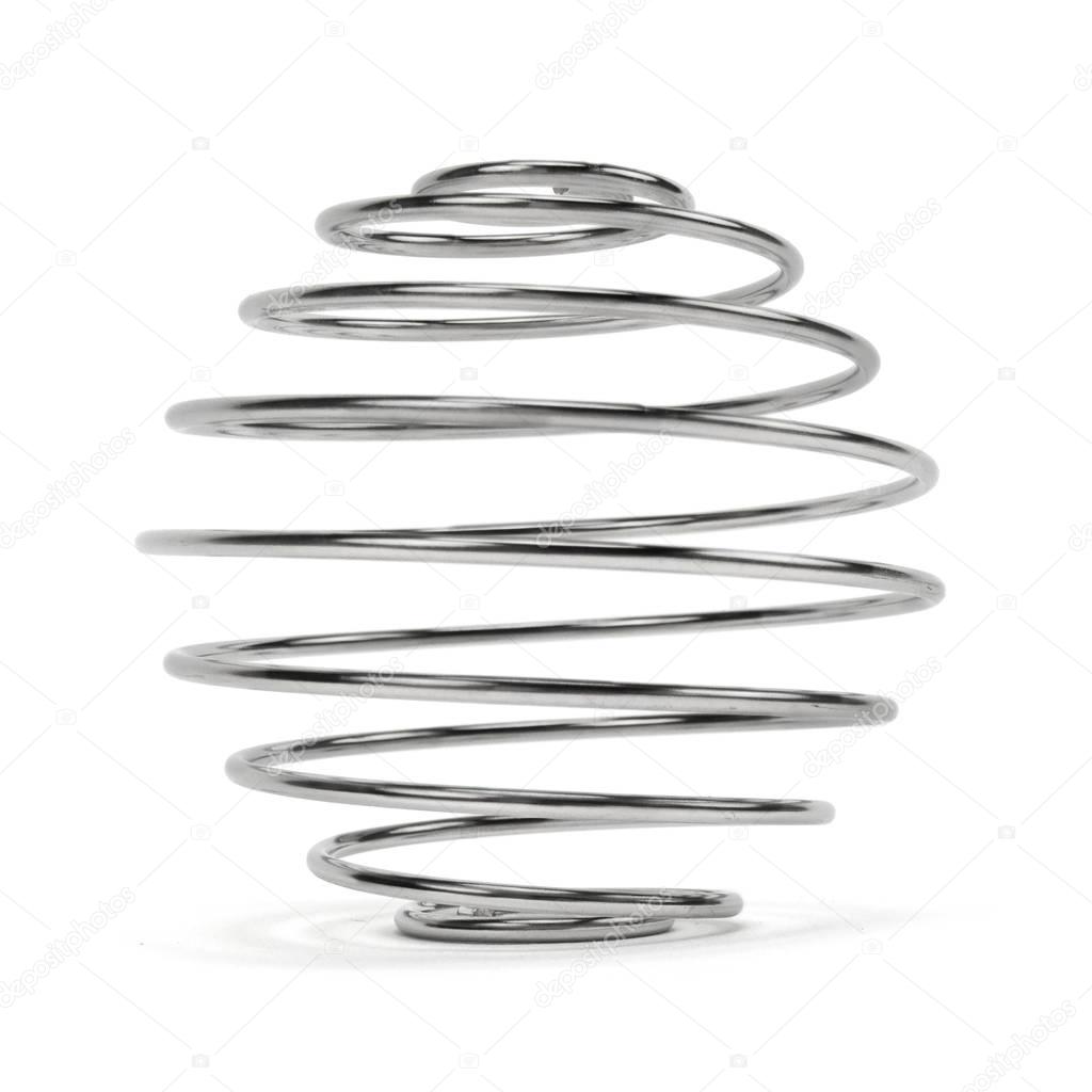 Isolated metal spring on a white background.