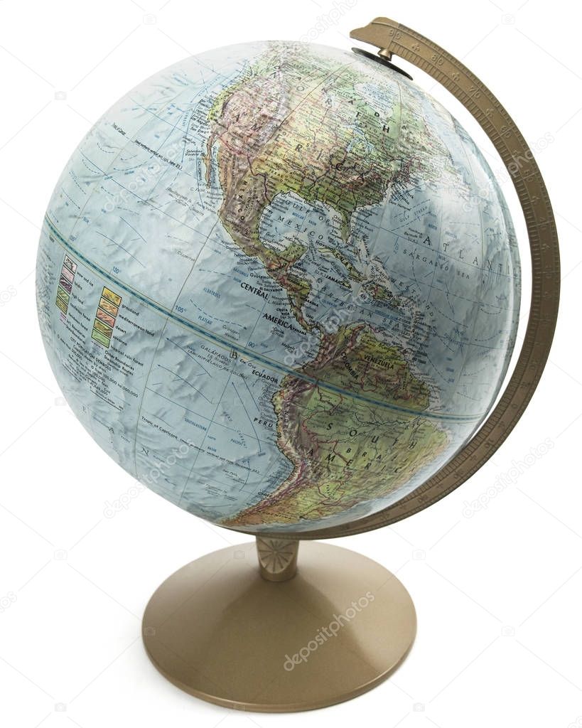 Isolated world globe with stand.