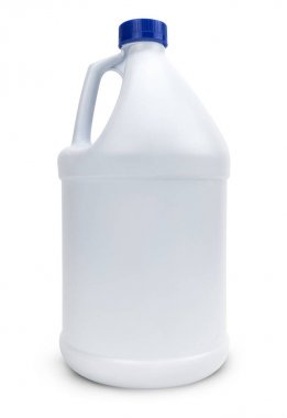 Beyaz boş plastik şişe üzerinde beyaz izole.