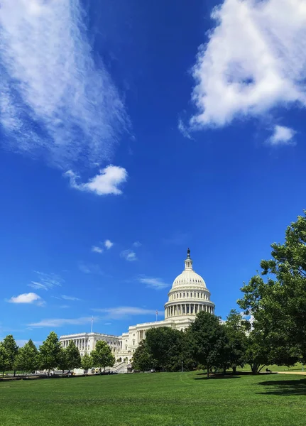 United States Capitol Building Grass Blue Sky — 스톡 사진