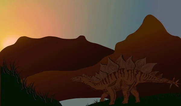 Um enorme dinossauro selvagem Stegosaurus —  Vetores de Stock