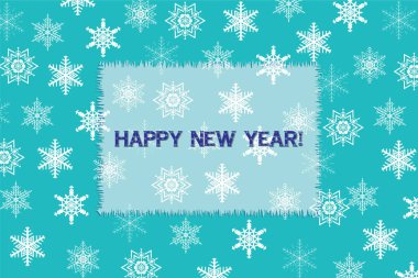 Yeni yıl ve Noel tebrik kartı ile rasgele düşen kar taneleri dağılım