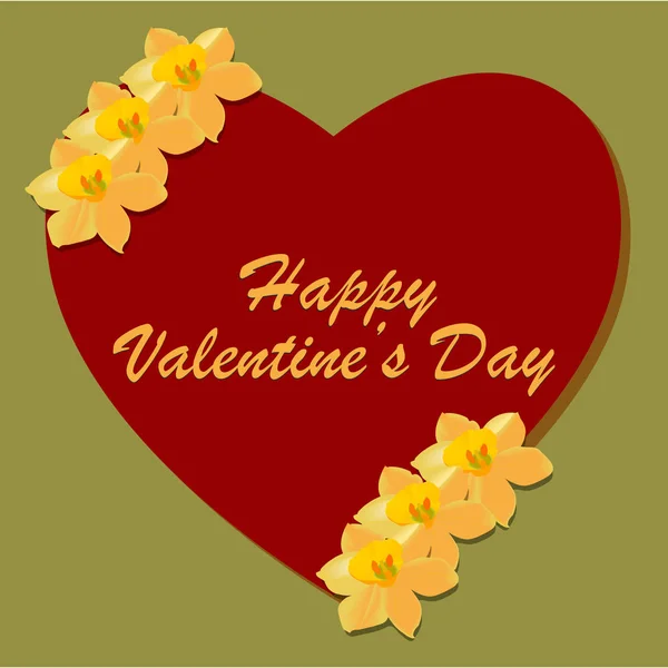 День Святого Валентина Серце Квітка Нарциса Векторні Ілюстрації — стоковий вектор