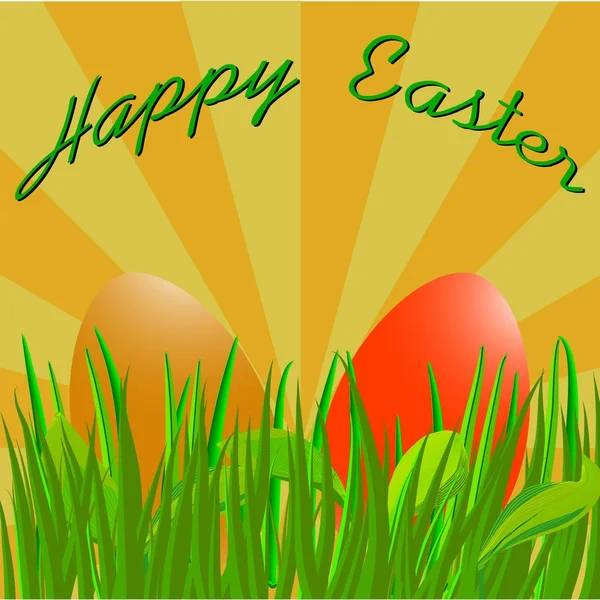 Mutlu Paskalya Kartı Sarı Nergis Easter Illüstrasyon Arka Plan Ile — Stok Vektör