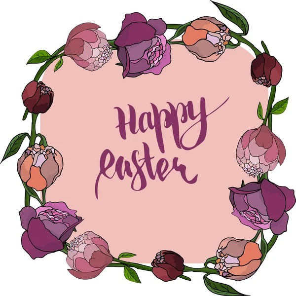 Mutlu Paskalya Kartı Şakayık Easter Illüstrasyon Arka Plan Ile — Stok Vektör