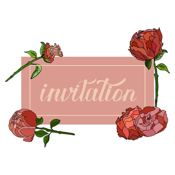 花のデザイン要素と招待状 — ストックベクタ