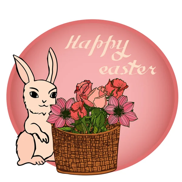 Paskalya Vektör Çizim Yumurta Gül Çiçek Tavşanlar Kartpostallar Posterler Çıkartmalar — Stok Vektör