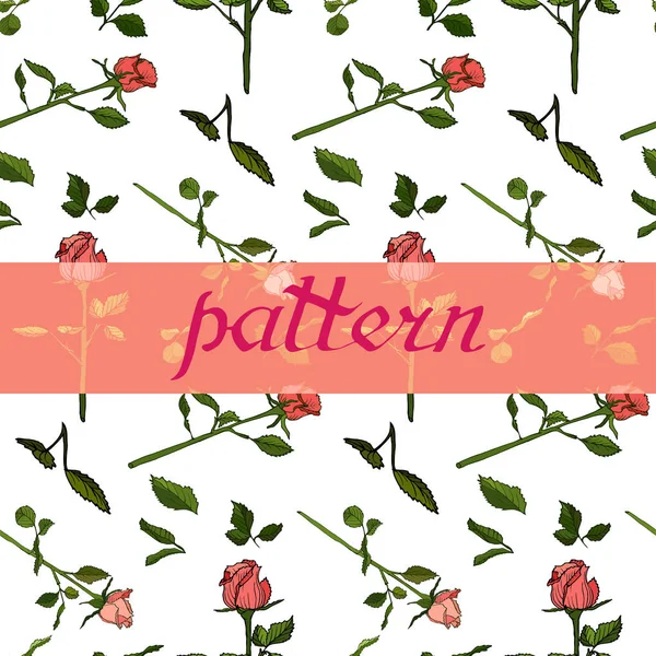 Patrón Floral Sin Costuras Con Rosas Ilustración Vectorial — Vector de stock