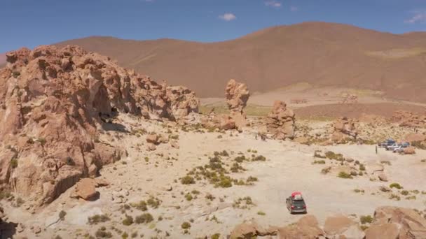Zdjęcia lotnicze na Dakar World Cup Rocks - Boliwia — Wideo stockowe
