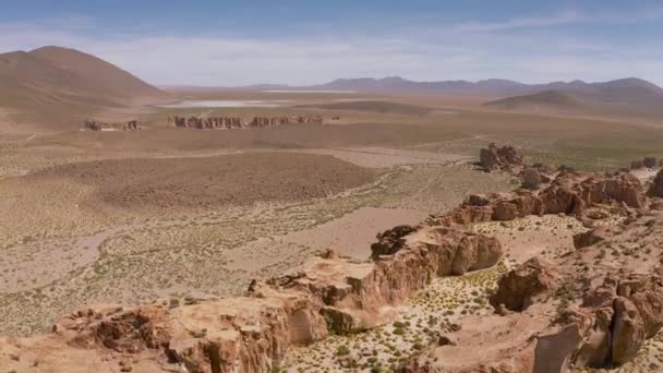 Letecký záběr na Dakar World Cup Rocks - Bolívie — Stock video