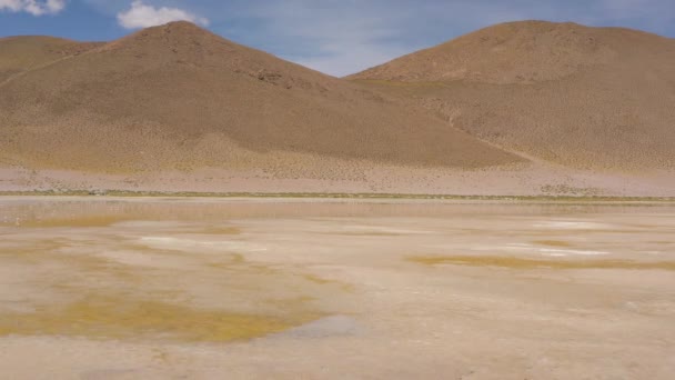 Flygfoto på Polques varma källor - söder om Bolivia. — Stockvideo